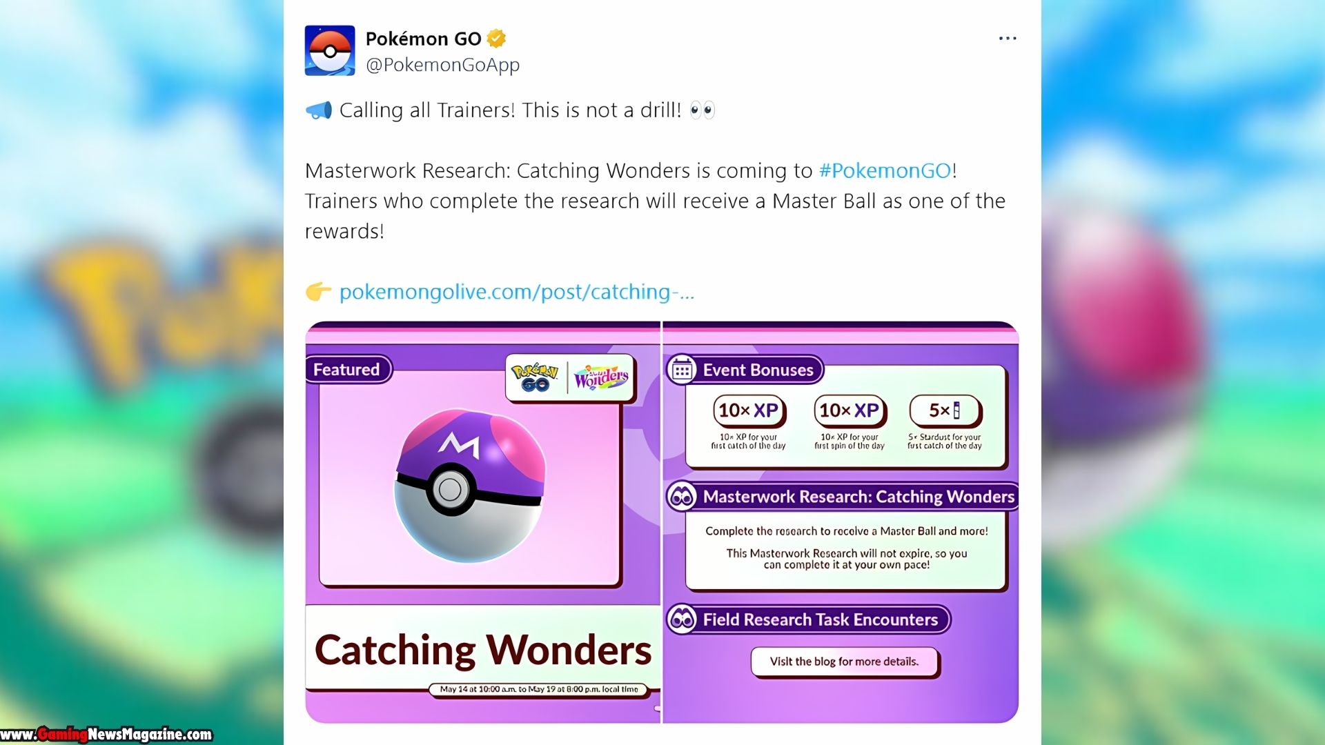 Pokemon GO "Catching Wonders" Event